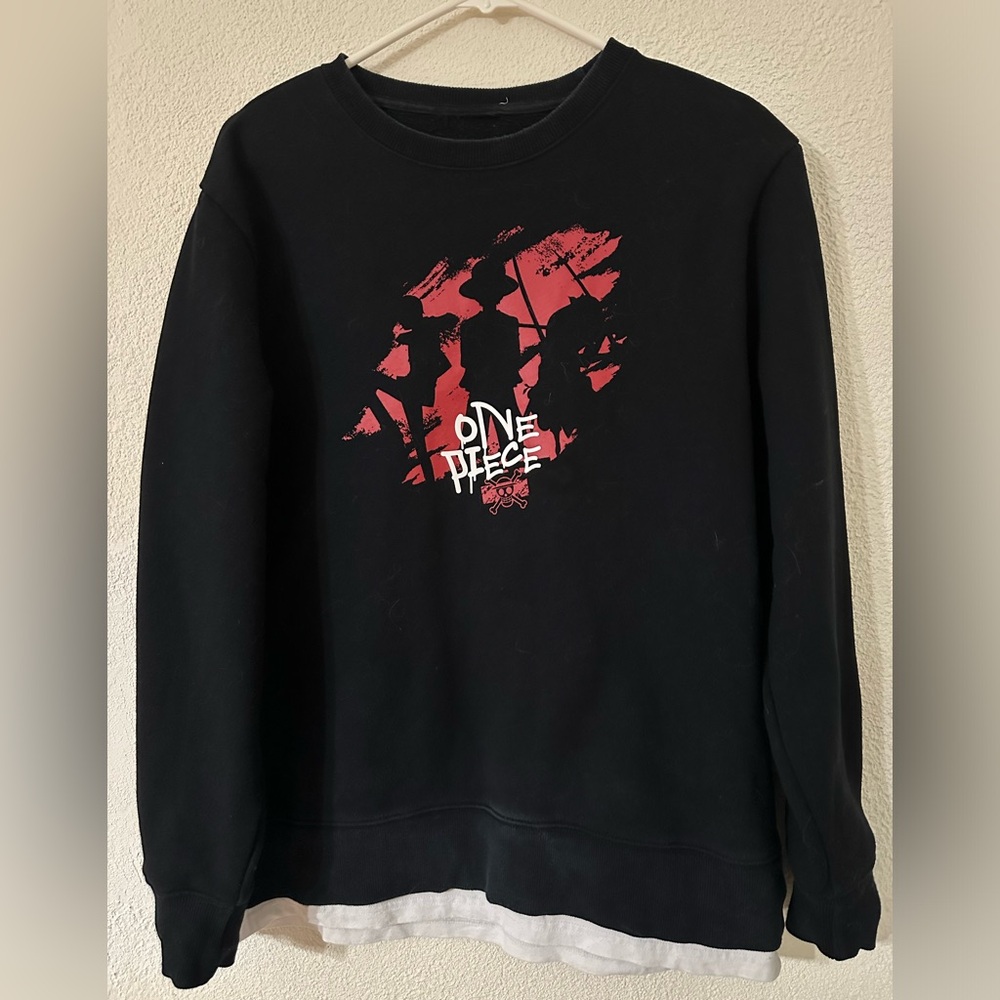 One Piece Sweatshirt Black graphic Anime Monkey D. Luffy Straw Hat Pirate Crew
